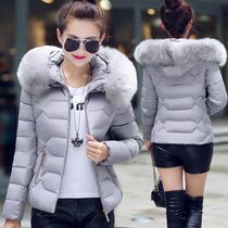 冬季修身小棉袄2023新款羽绒棉服女士短款加厚棉衣大毛领防寒外套